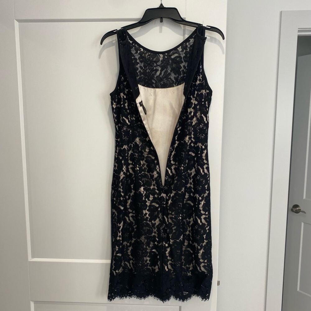 Black/Nude Floral Lace Dress-WhiteHouseBlackMarket
